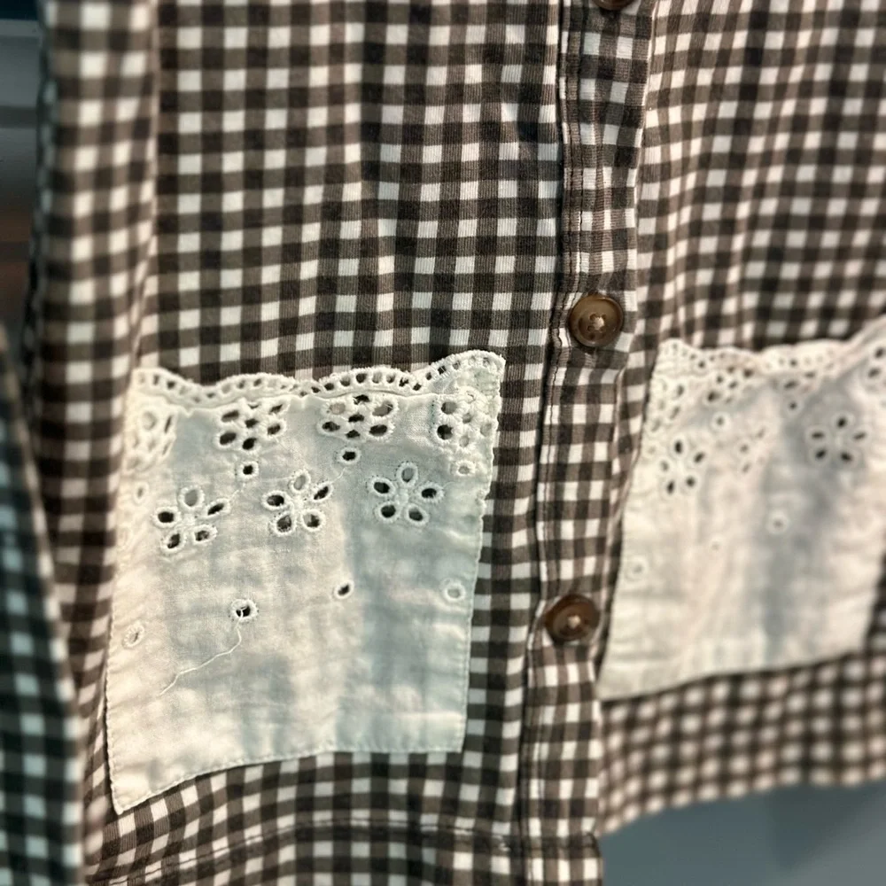 Mustard Pie Brown Checkered Cardigan - Picture 3 of 3